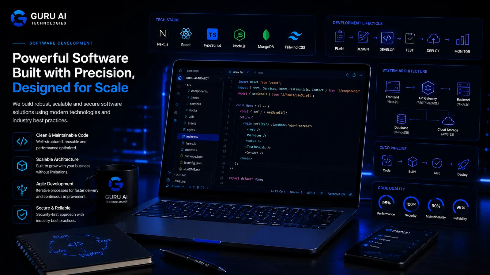 Preview of cloud and DevOps architecture with deployment pipeline and monitoring
